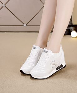 A GS19 giày nữ tăng chiều cao 8CM thể thao phong cách Hàn Quốc màu trắng