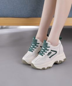 GS10  giày sneaker tăng chiều cao nữ 8,5CM thoáng khí bằng da PU cao cấp